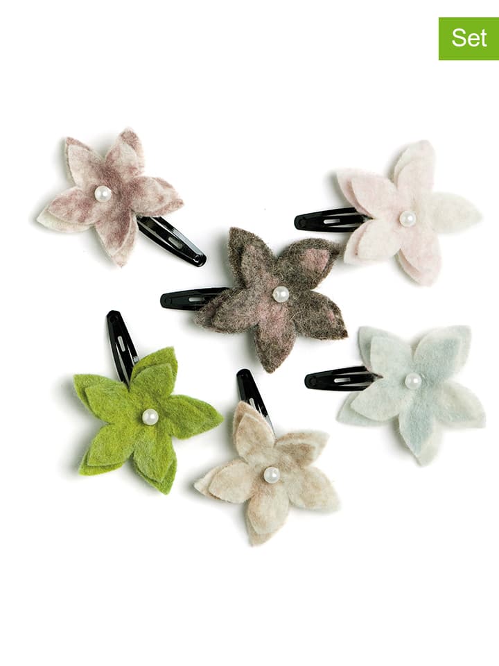 Én Gry & Sif 6er-Set: Haarclips Pearl Flower in Bunt - (L)3 cm TKLRZU